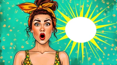 Surprised Woman With Pop Art Style Illustration
