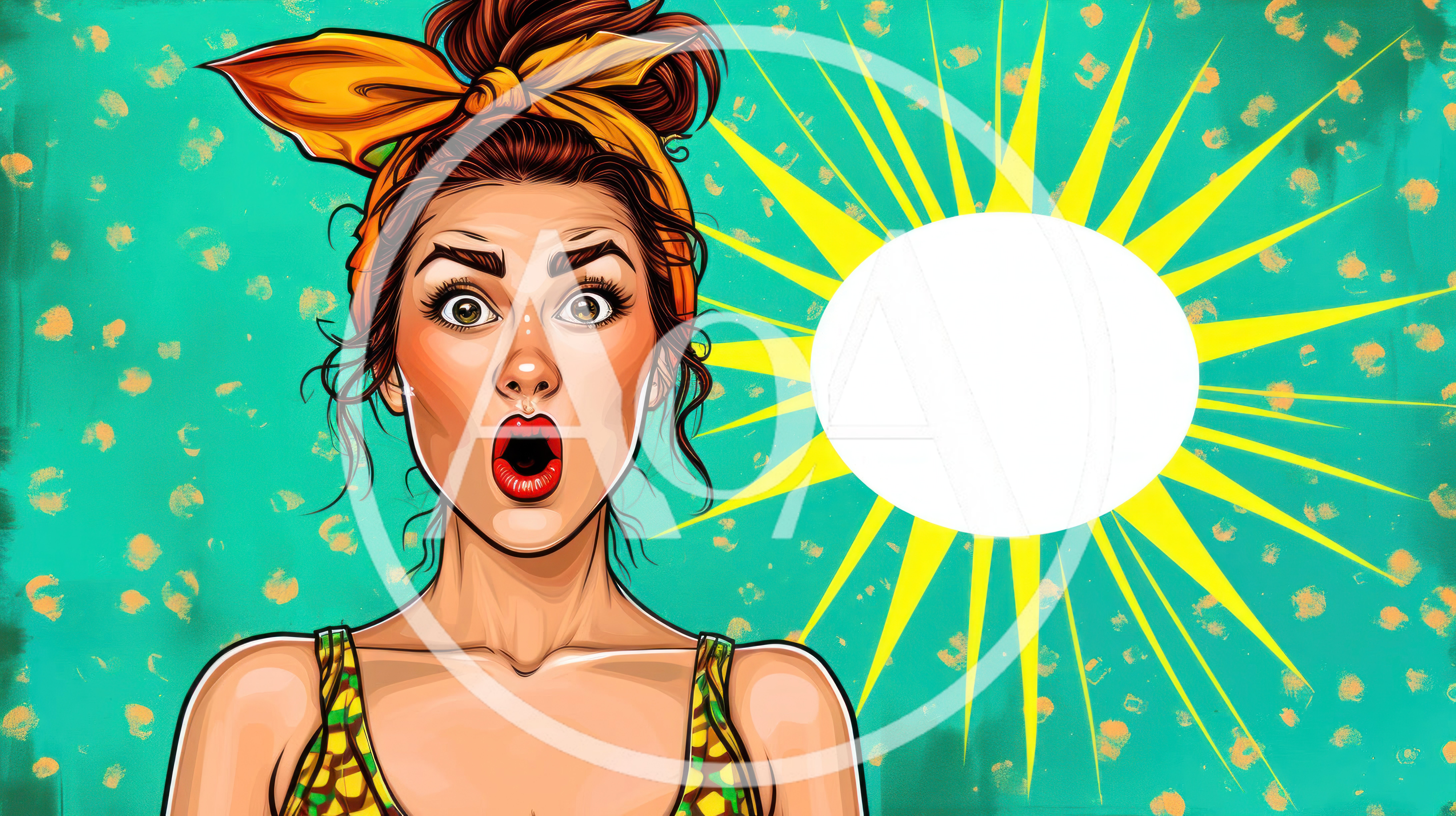 Surprised Woman With Pop Art Style Illustration
