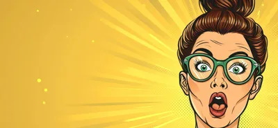 Pop Art Illustration Of A Surprised Woman With Glasses
