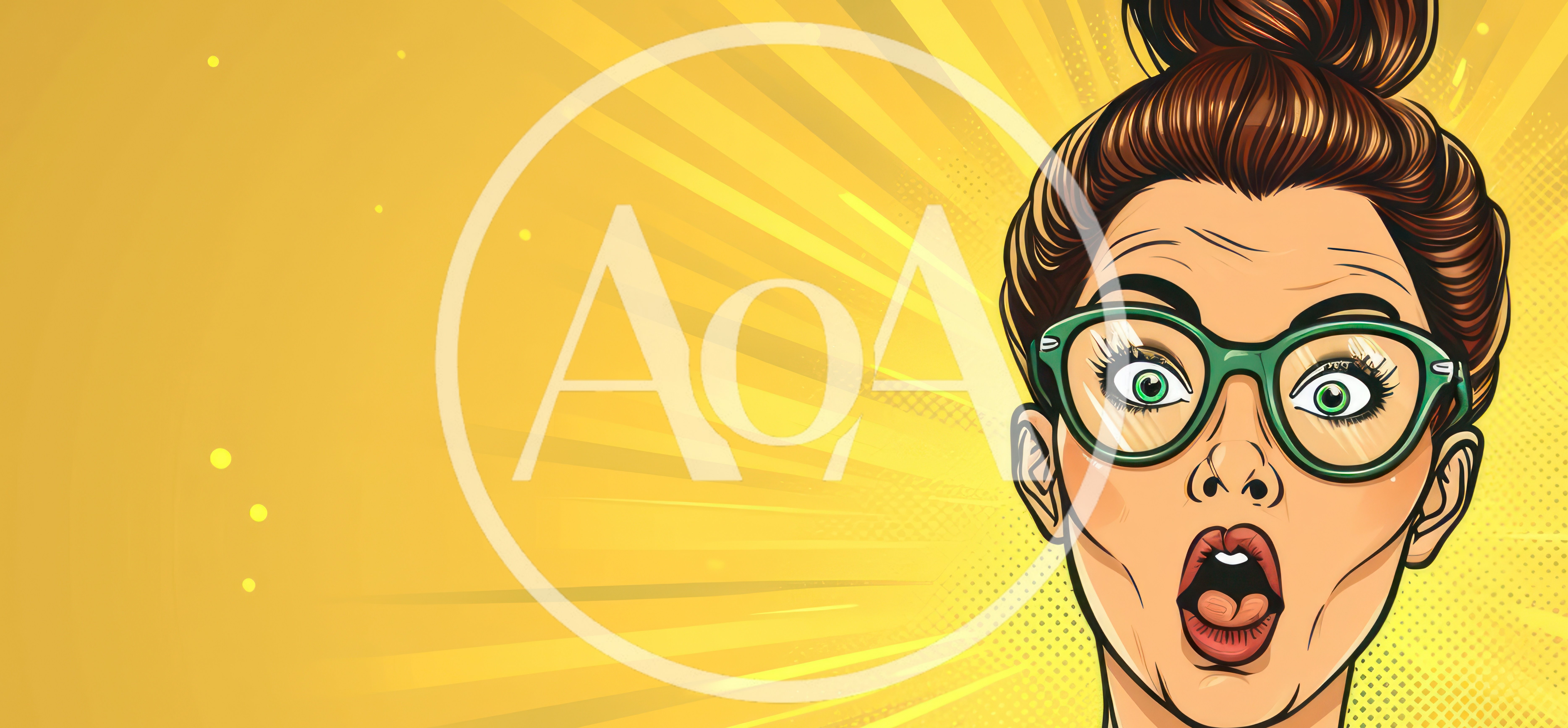 Pop Art Illustration Of A Surprised Woman With Glasses