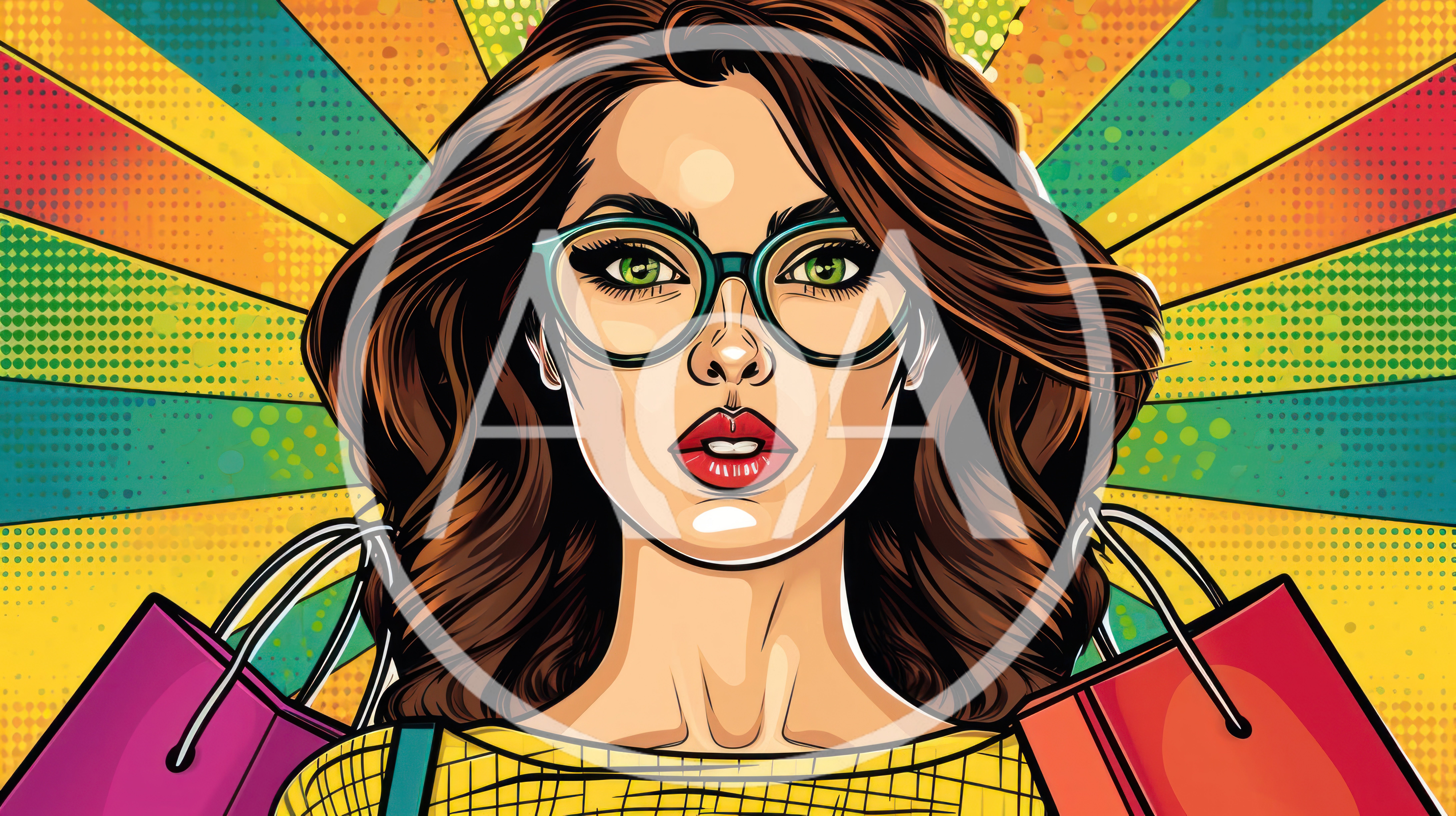 Pop Art Illustration Of A Stylish Woman Shopping