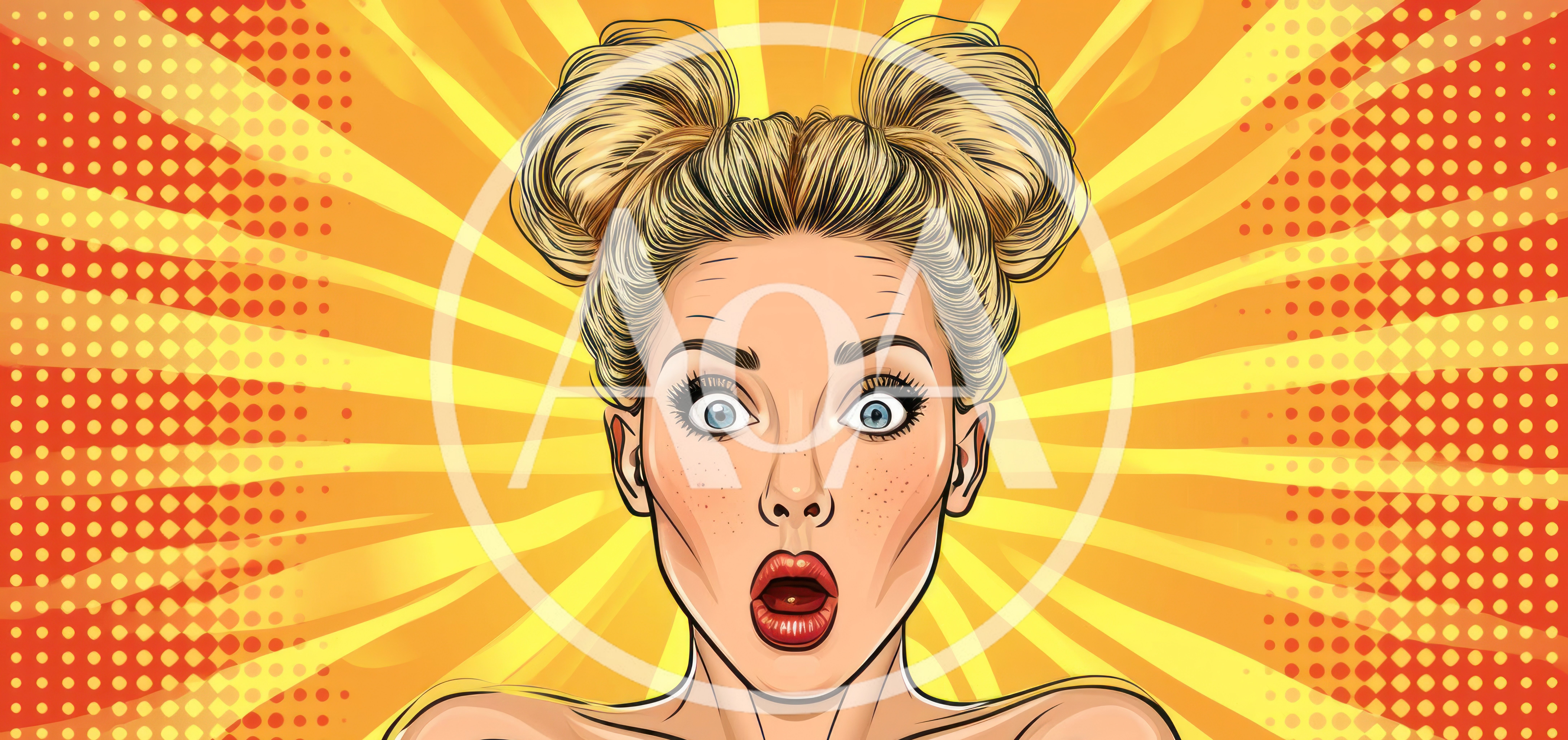 Surprised Woman With Space Buns Pop Art Illustration