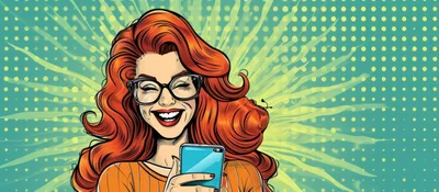 Pop Art Illustration Of A Woman Using Smartphone