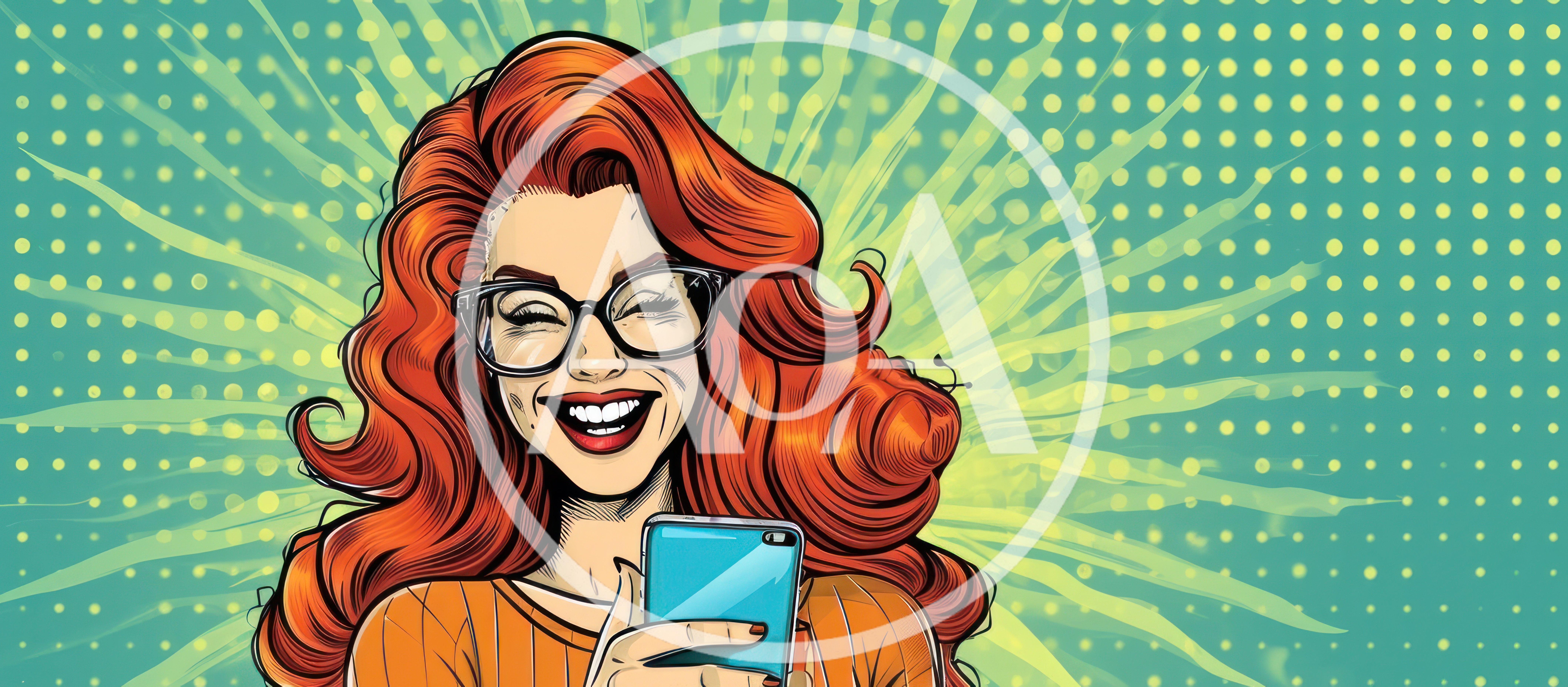 Pop Art Illustration Of A Woman Using Smartphone