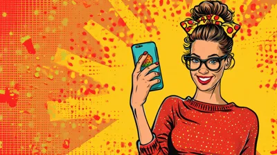 Pop Art Illustration Of A Woman Taking A Selfie