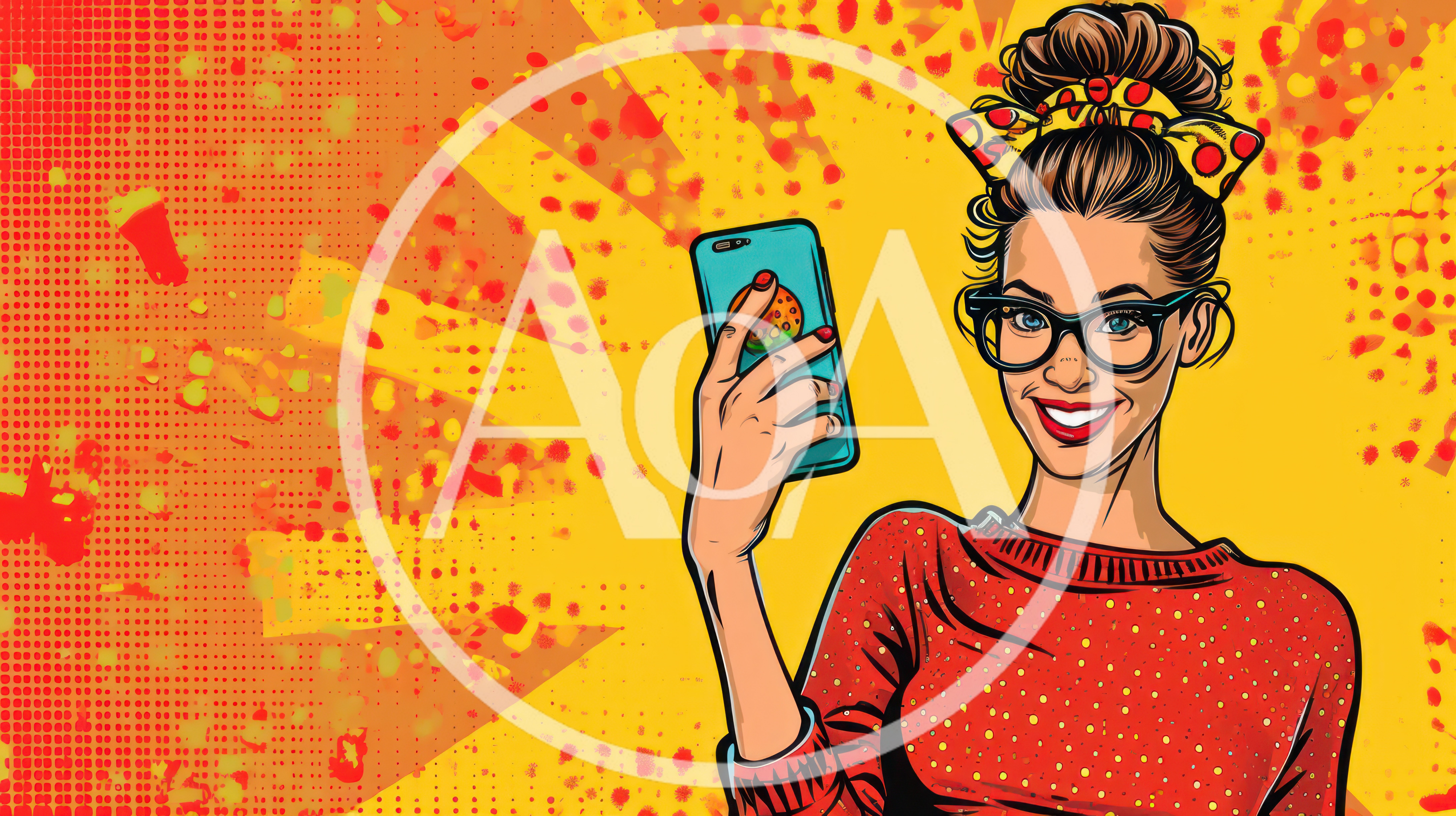 Pop Art Illustration Of A Woman Taking A Selfie