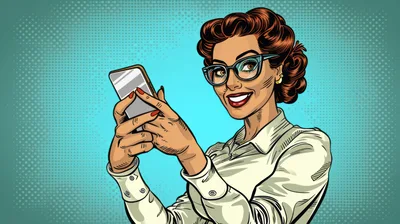 Pop Art Woman Using A Smartphone