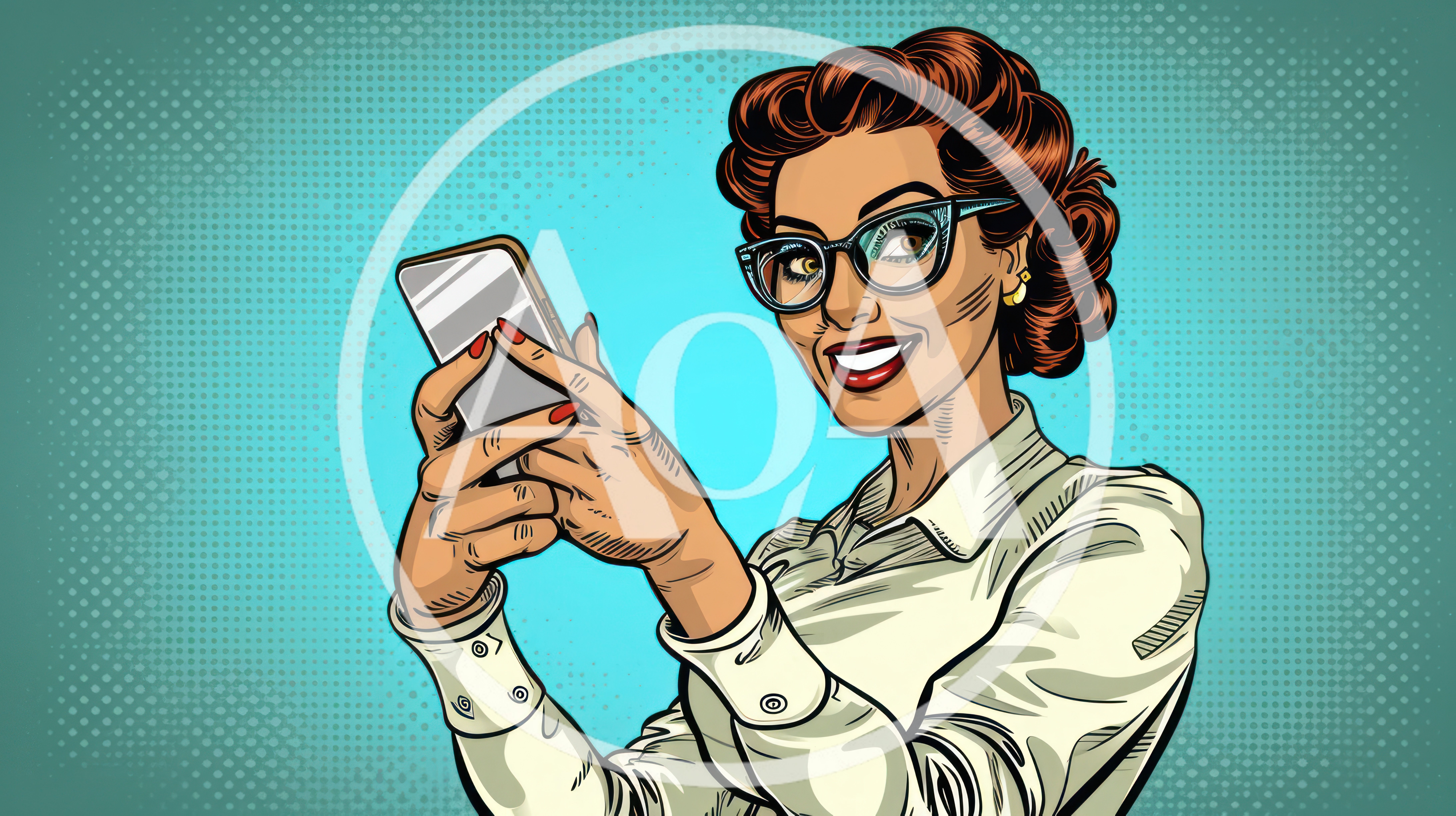 Pop Art Woman Using A Smartphone