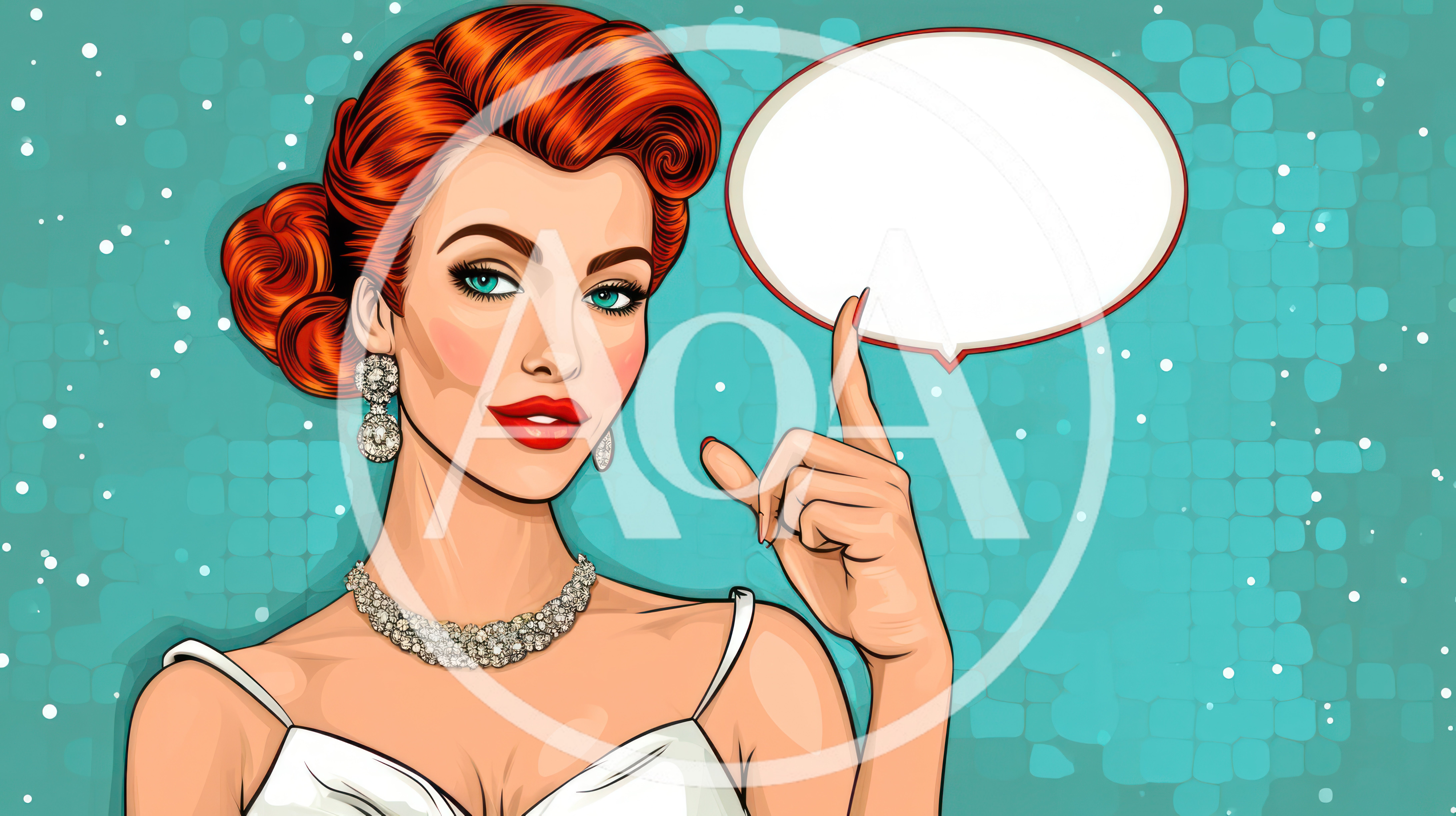 Pop Art Woman Pointing At Speech Bubble