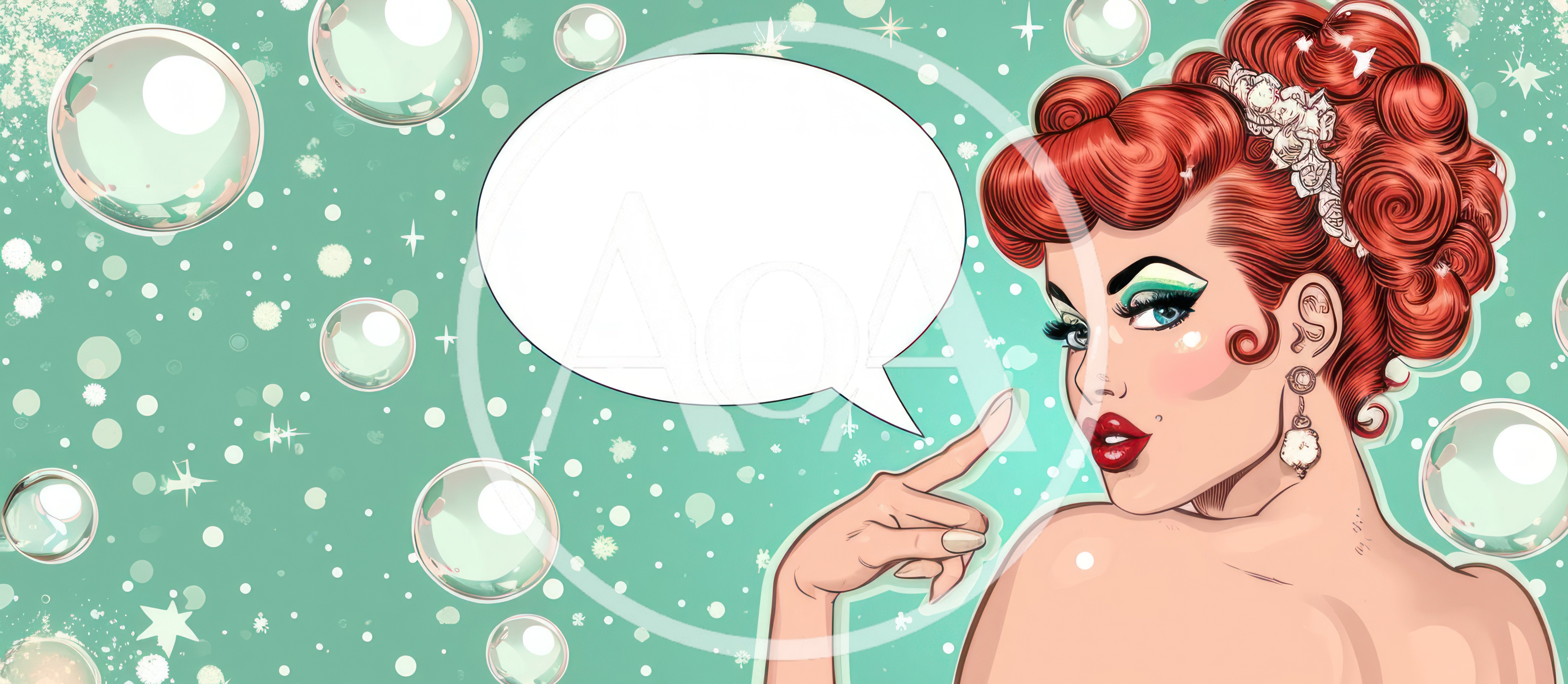 Pop Art Woman Pointing At Speech Bubble