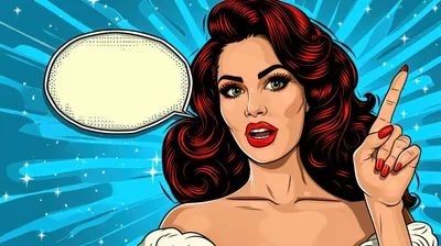 Pop Art Woman Pointing With Speech Bubble
