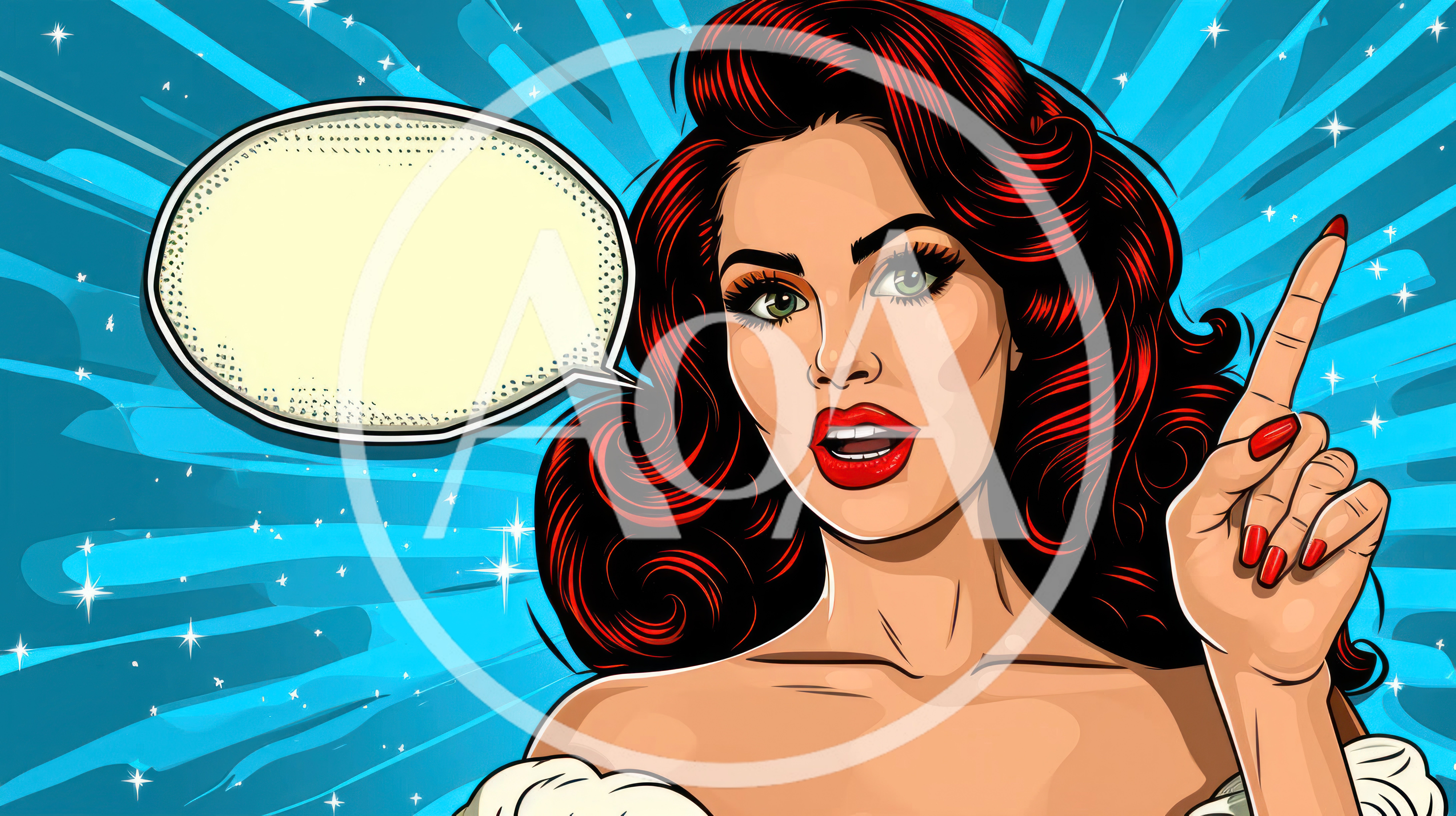 Pop Art Woman Pointing With Speech Bubble