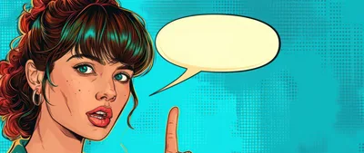 Pop Art Illustration Of A Woman Pointing Upward