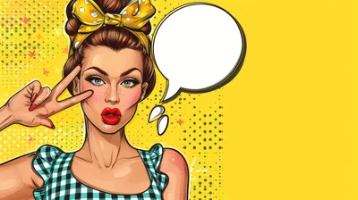 Pop Art Woman Making Peace Sign Gesture