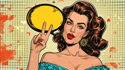 Pop Art Illustration Of A Woman Making Peace Sign