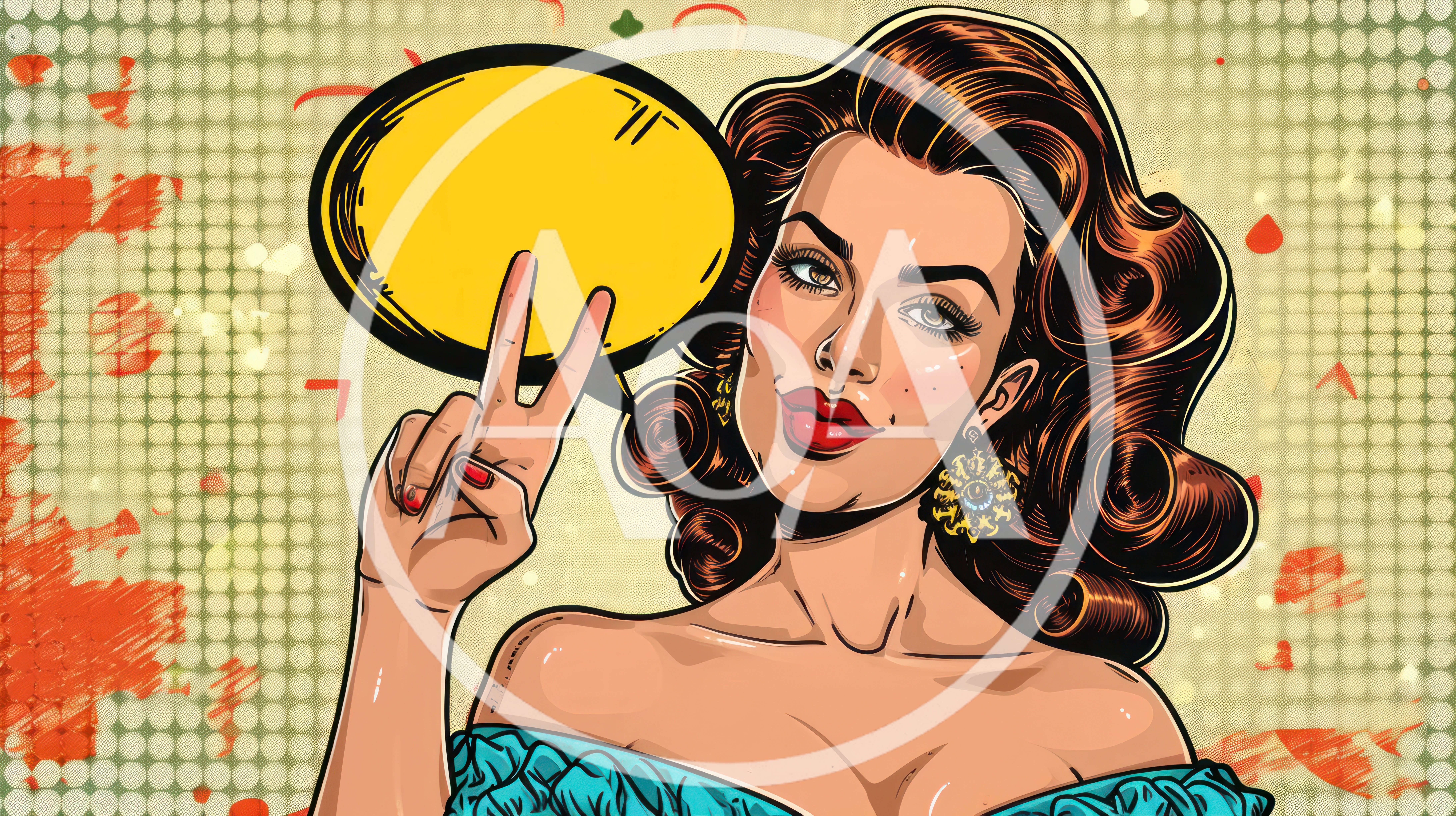 Pop Art Illustration Of A Woman Making Peace Sign