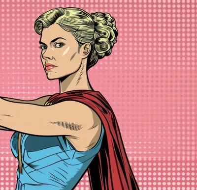 Pop Art Style Female Superhero Portrait