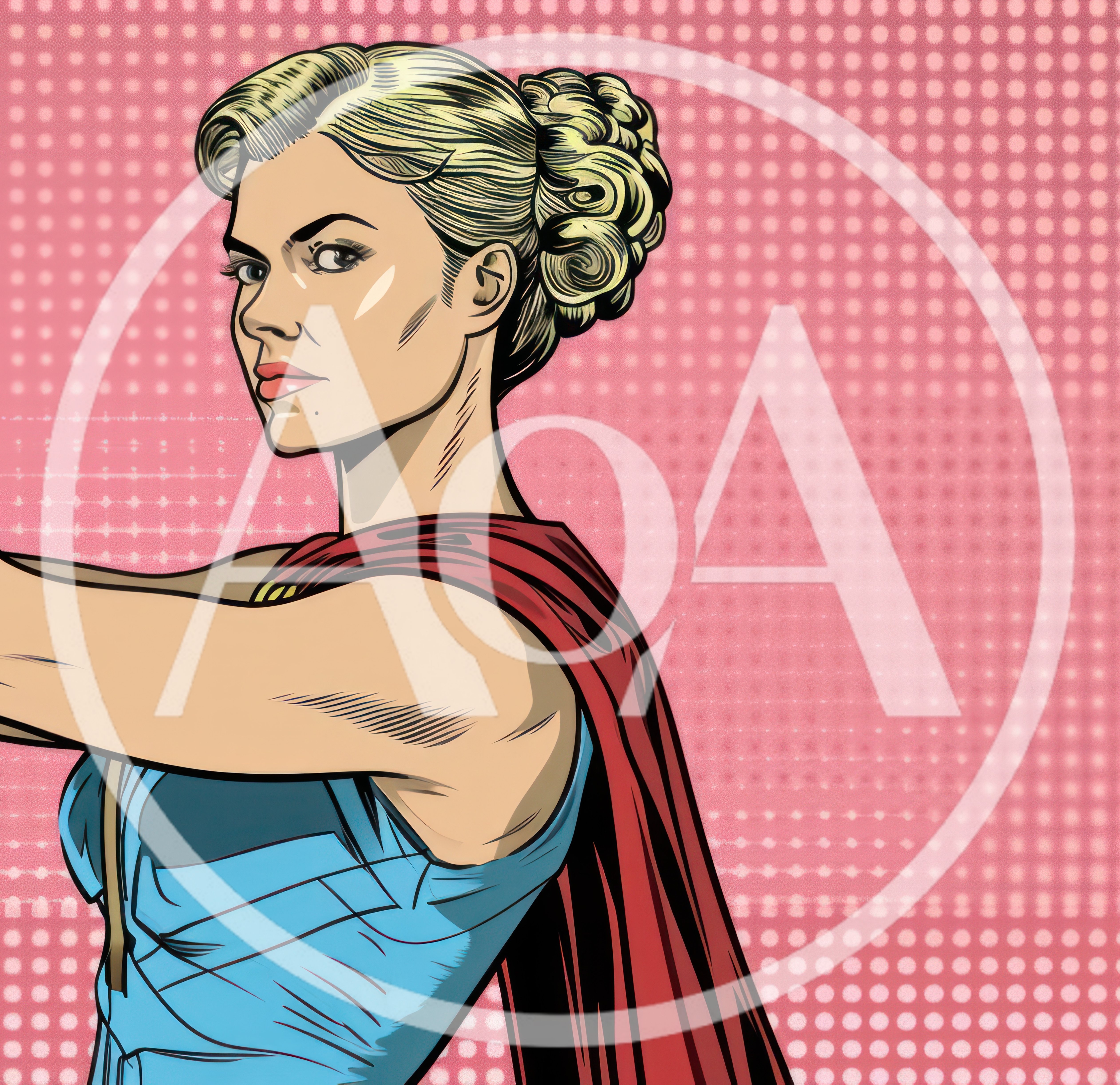 Pop Art Style Female Superhero Portrait