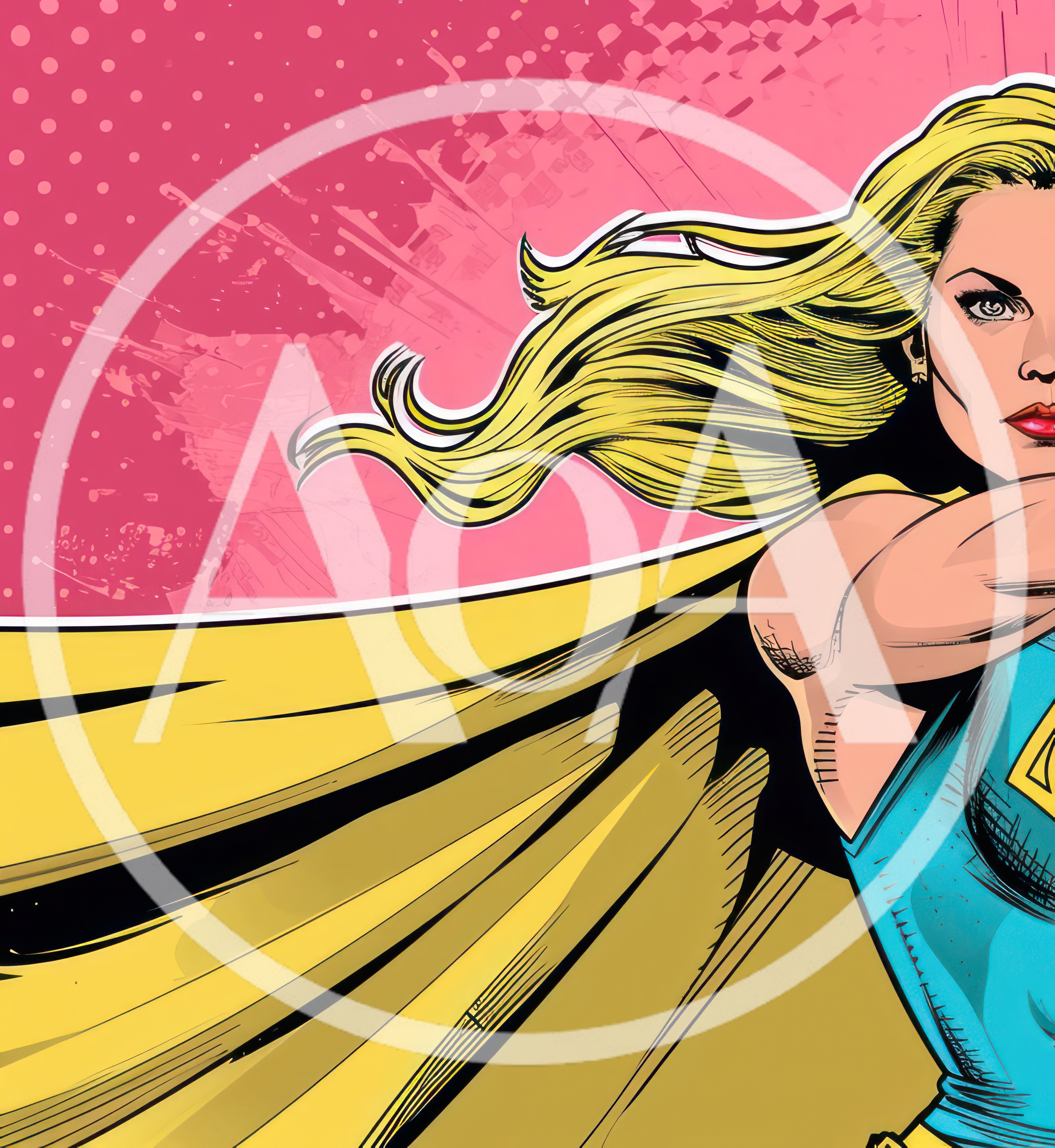 Comic Book Style Superheroine With Flowing Blonde Hair