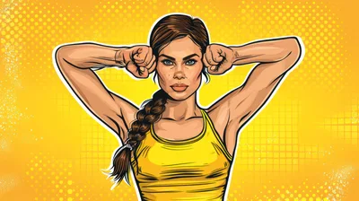 Pop Art Illustration Of A Strong Athletic Woman