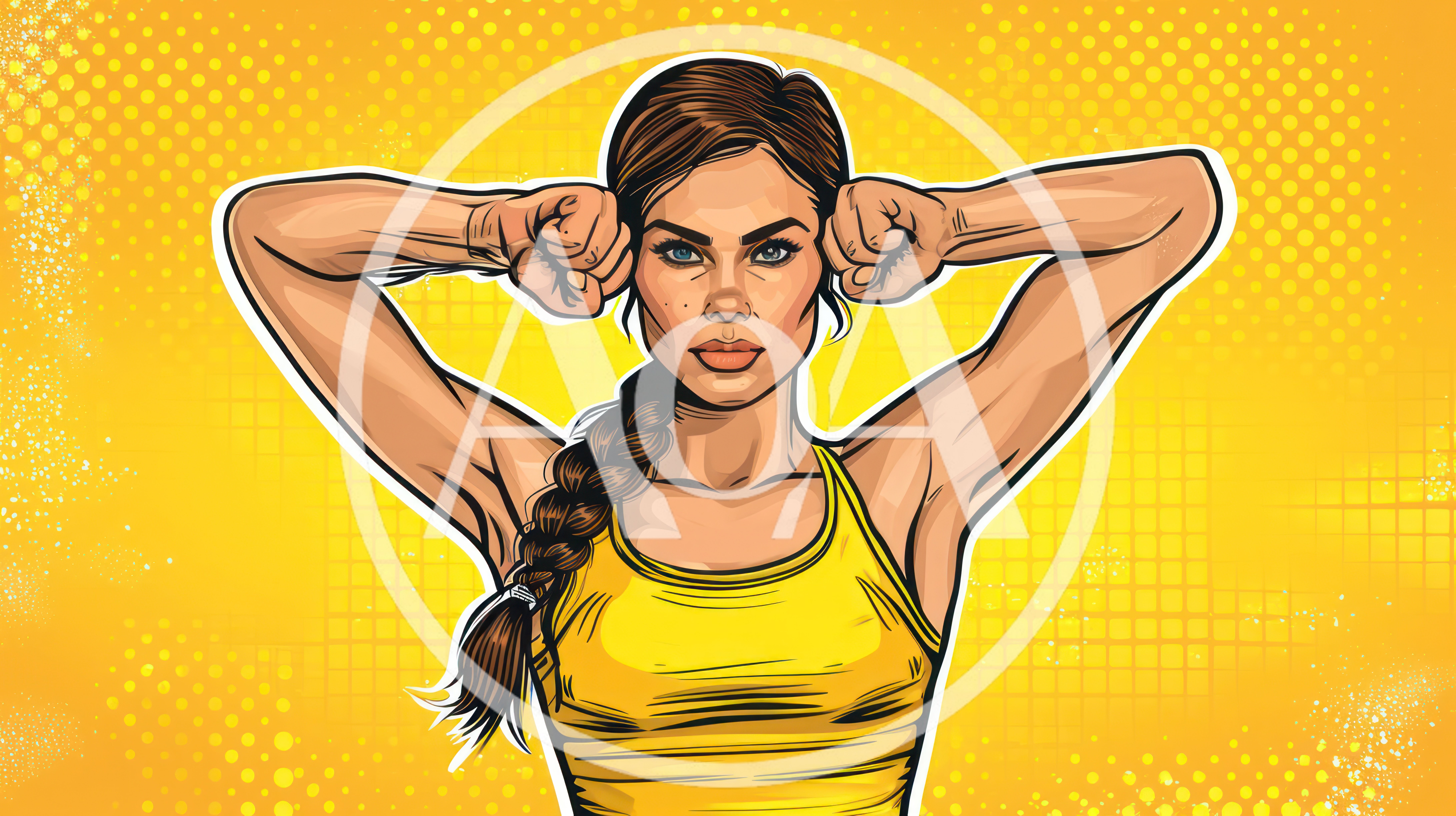 Pop Art Illustration Of A Strong Athletic Woman