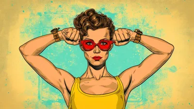 Pop Art Illustration Of A Strong Woman