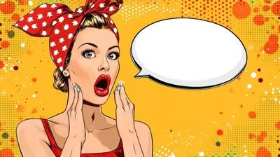 Pop Art Woman With Surprised Expression And Speech Bubble