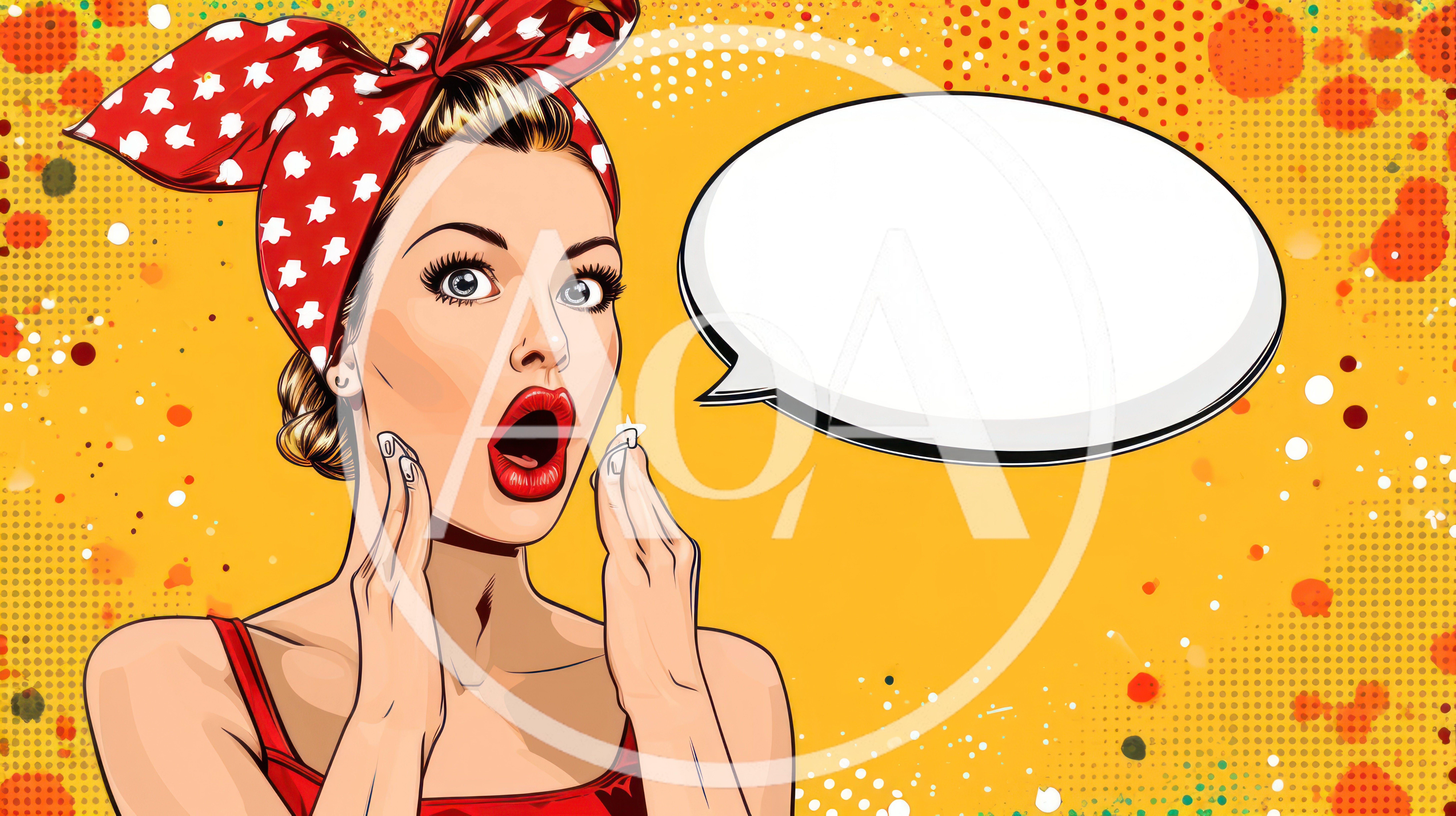Pop Art Woman With Surprised Expression And Speech Bubble