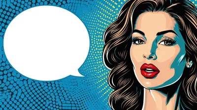 Pop Art Illustration Of A Woman With Speech Bubble