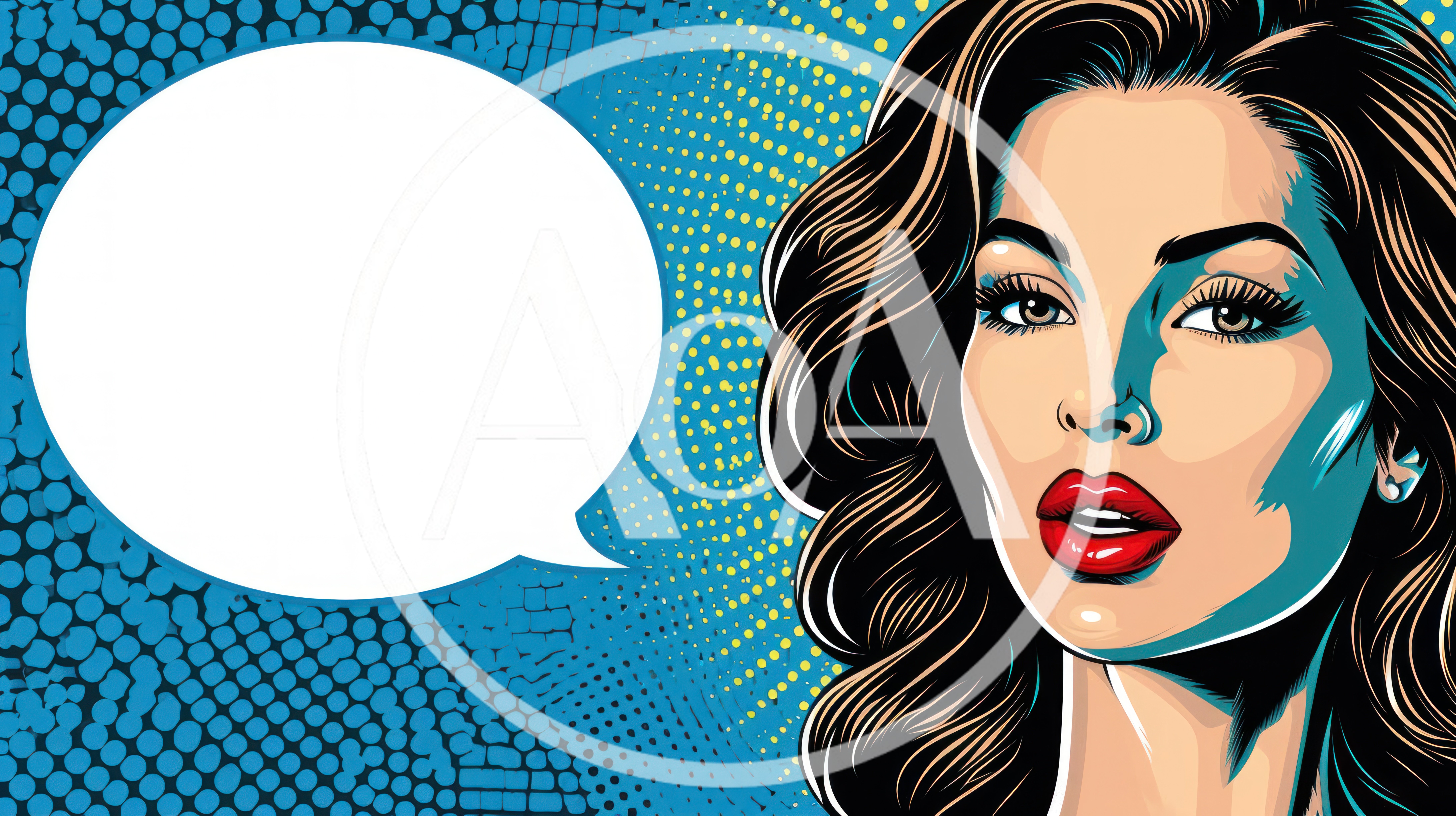 Pop Art Illustration Of A Woman With Speech Bubble