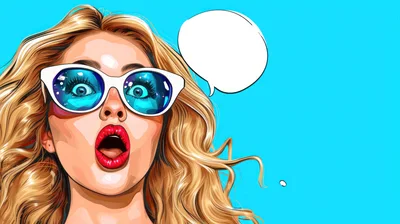 Pop Art Illustration Of A Surprised Blonde Woman