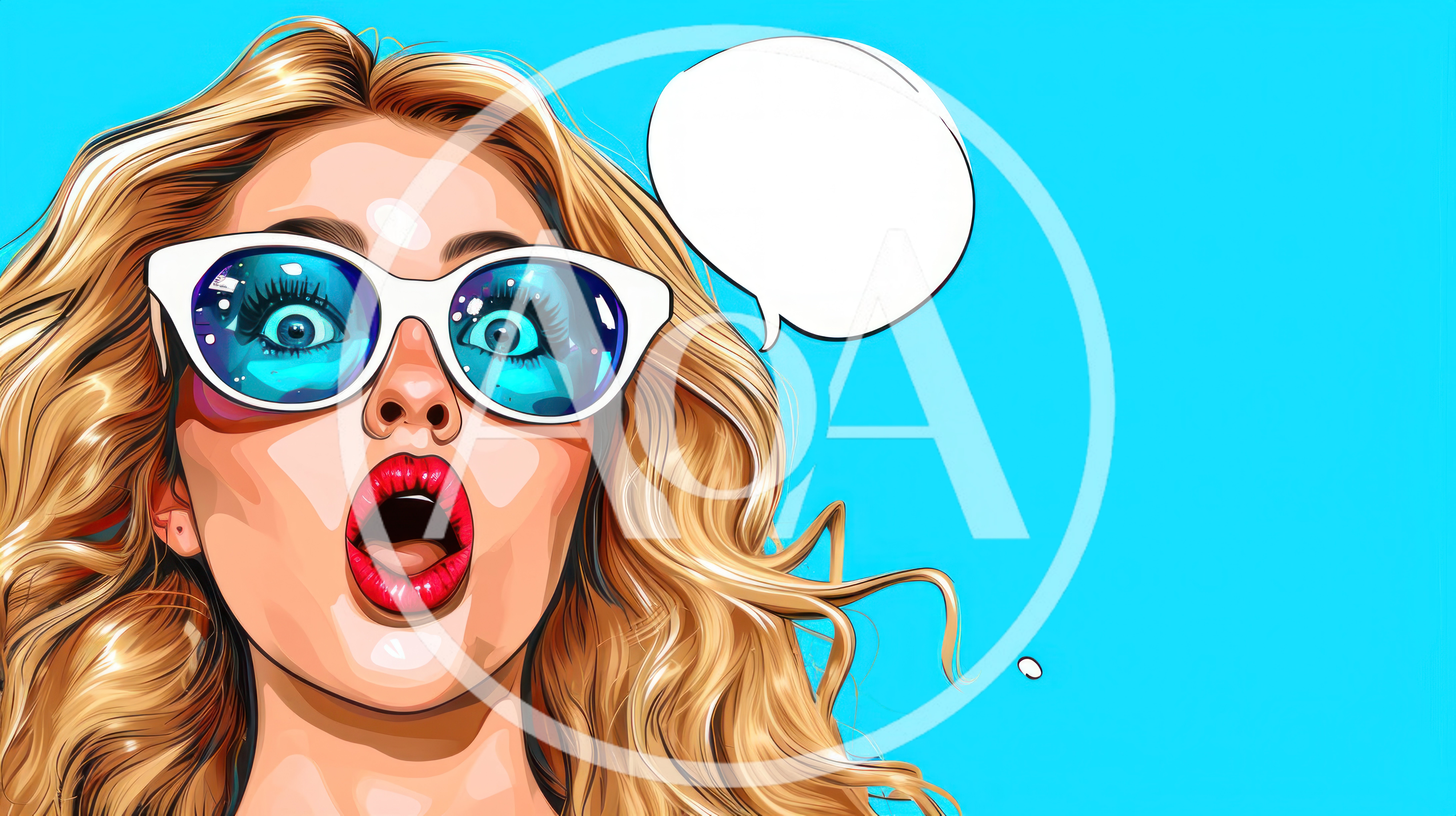 Pop Art Illustration Of A Surprised Blonde Woman