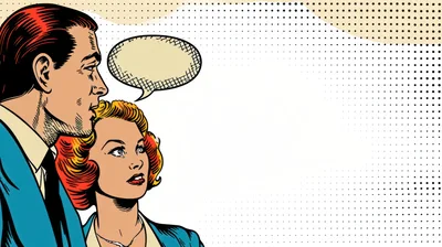 Retro Comic Book Style Couple With Speech Bubble