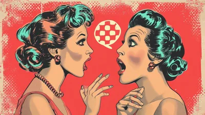 Pop Art Illustration Of Two Surprised Women Gossiping