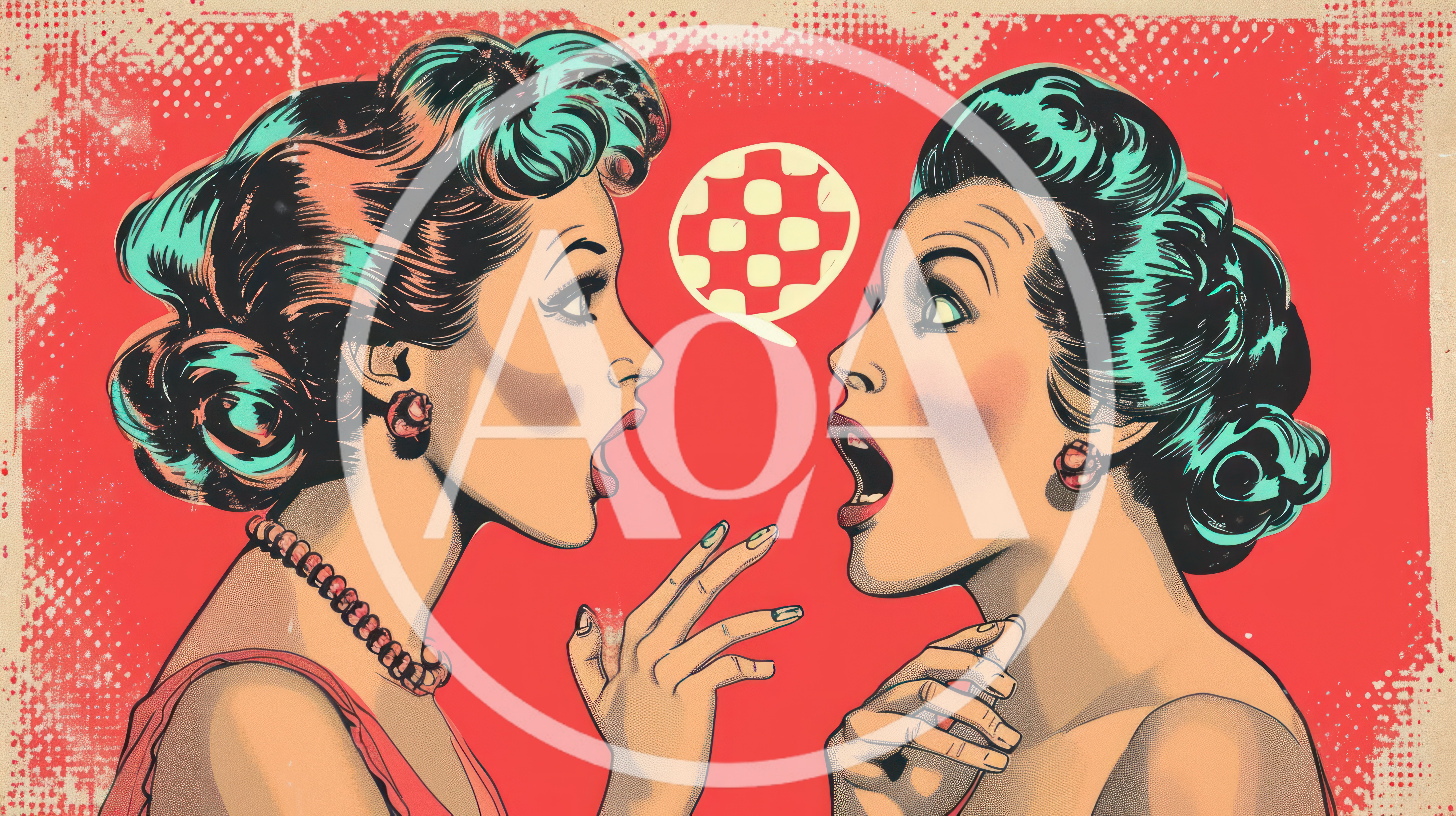 Pop Art Illustration Of Two Surprised Women Gossiping