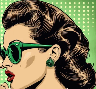 Pop Art Illustration Of A Woman Wearing Green Sunglasses
