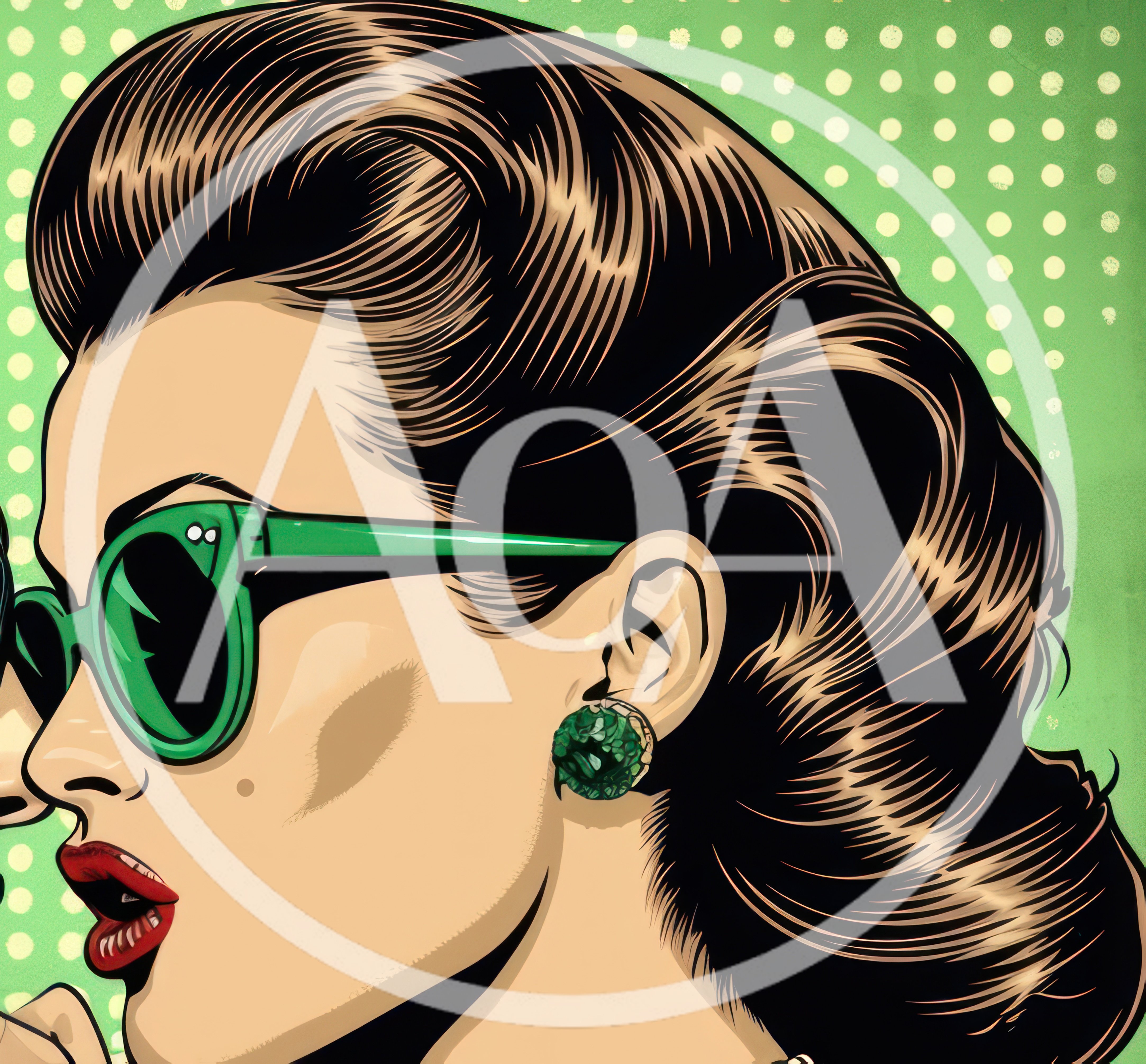 Pop Art Illustration Of A Woman Wearing Green Sunglasses