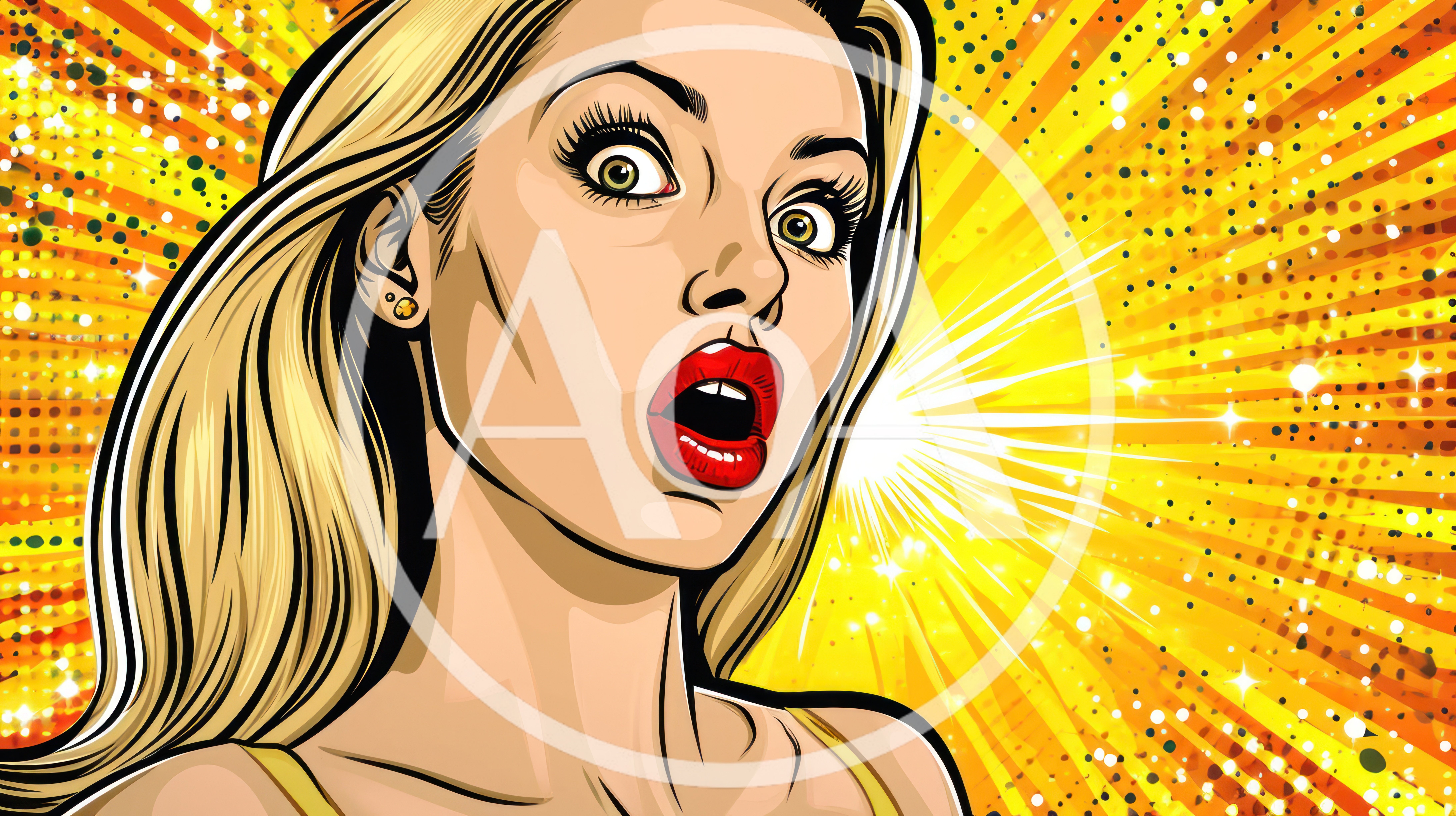 Pop Art Illustration Of A Surprised Blonde Woman