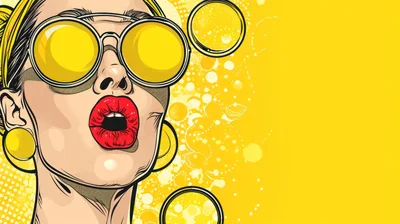 Pop Art Illustration Of A Woman With Yellow Sunglasses