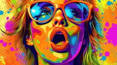 Pop Art Portrait Of A Woman Wearing Sunglasses
