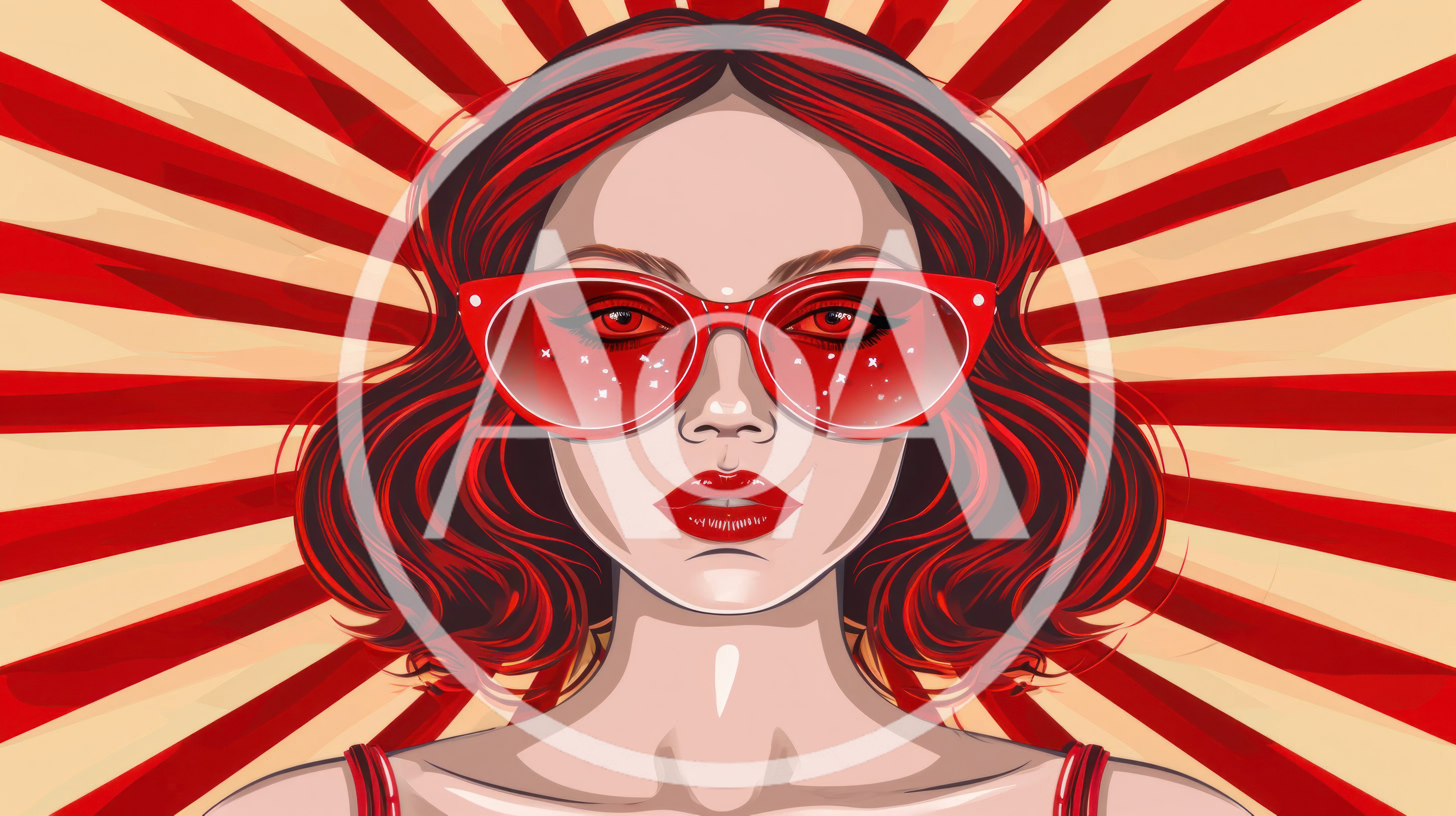 Pop Art Illustration Of A Woman With Red Sunglasses