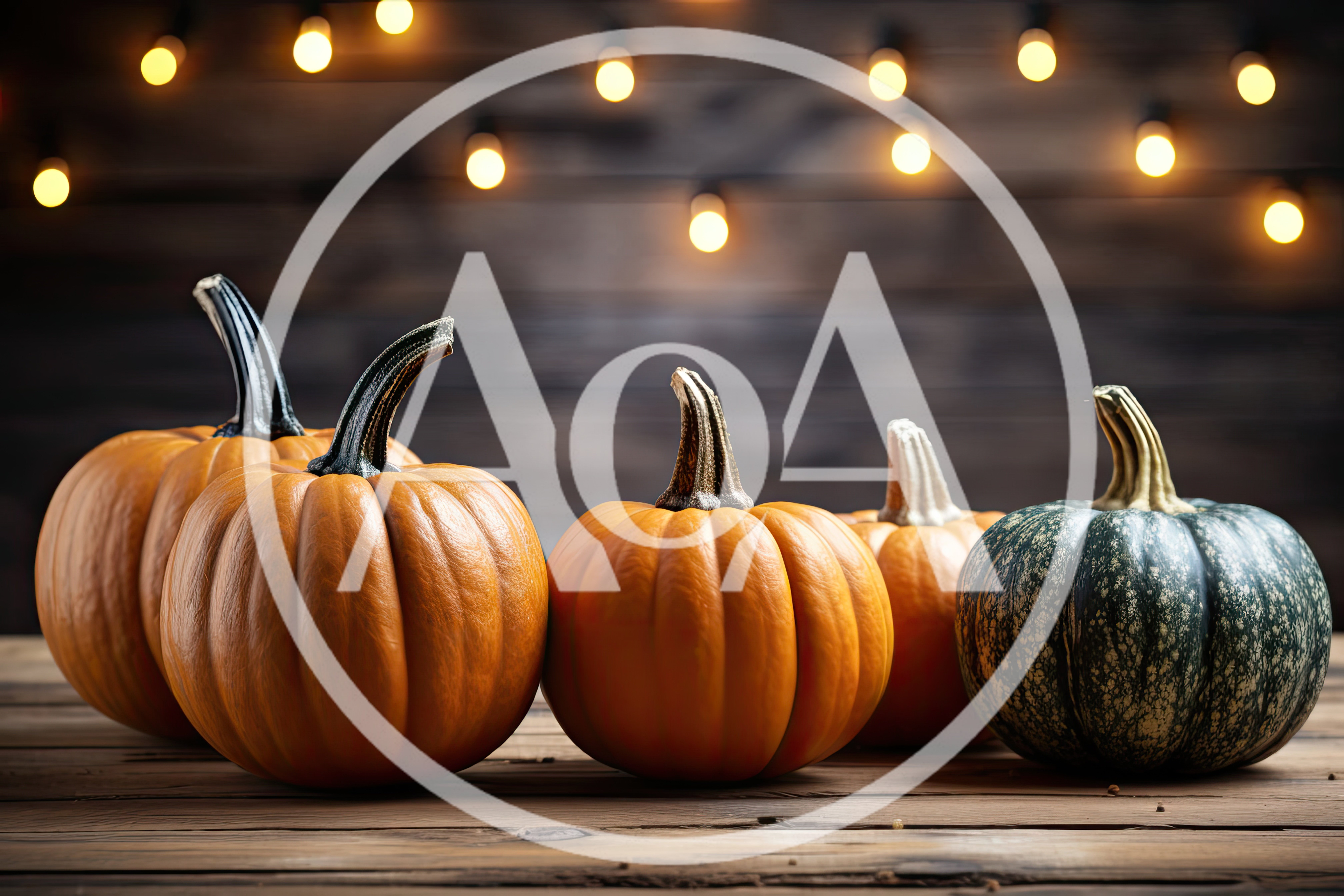 Assorted Pumpkins Arranged on Rustic Wooden Table