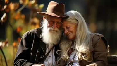 Elderly Couple Resting Together Outdoors