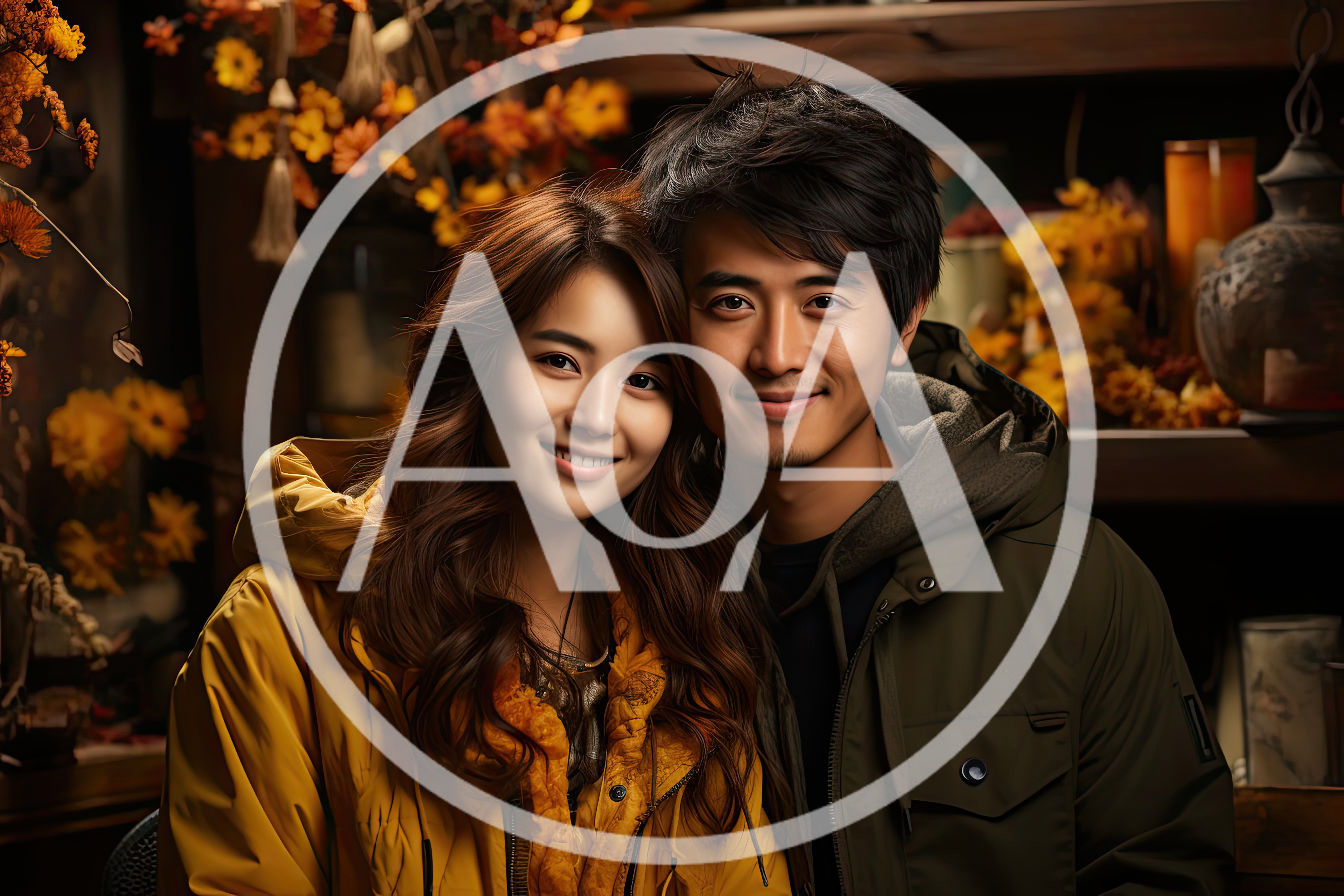 Young Couple Posing Together In Autumn Setting