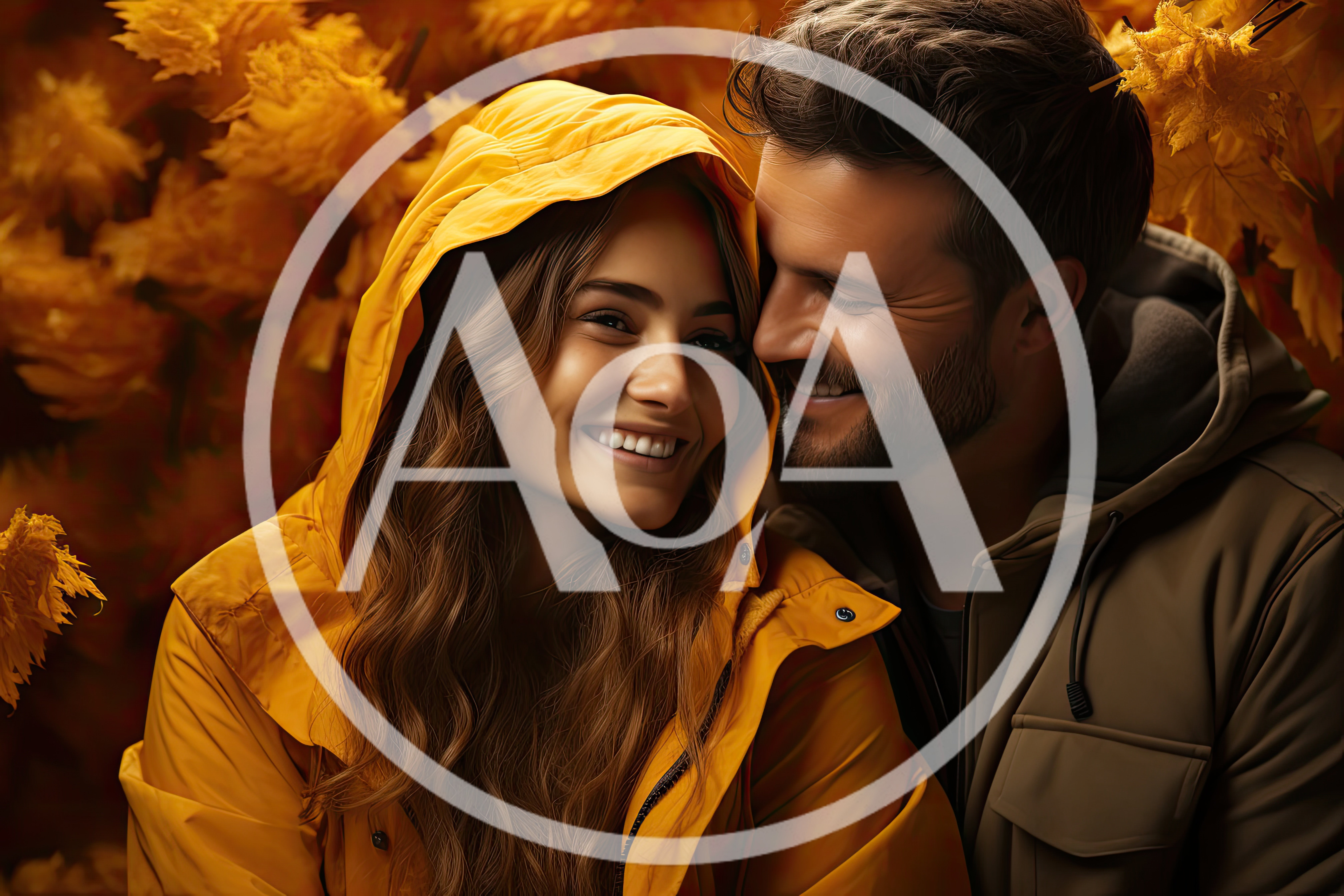 Happy Couple Embracing Amidst Vibrant Autumn Foliage