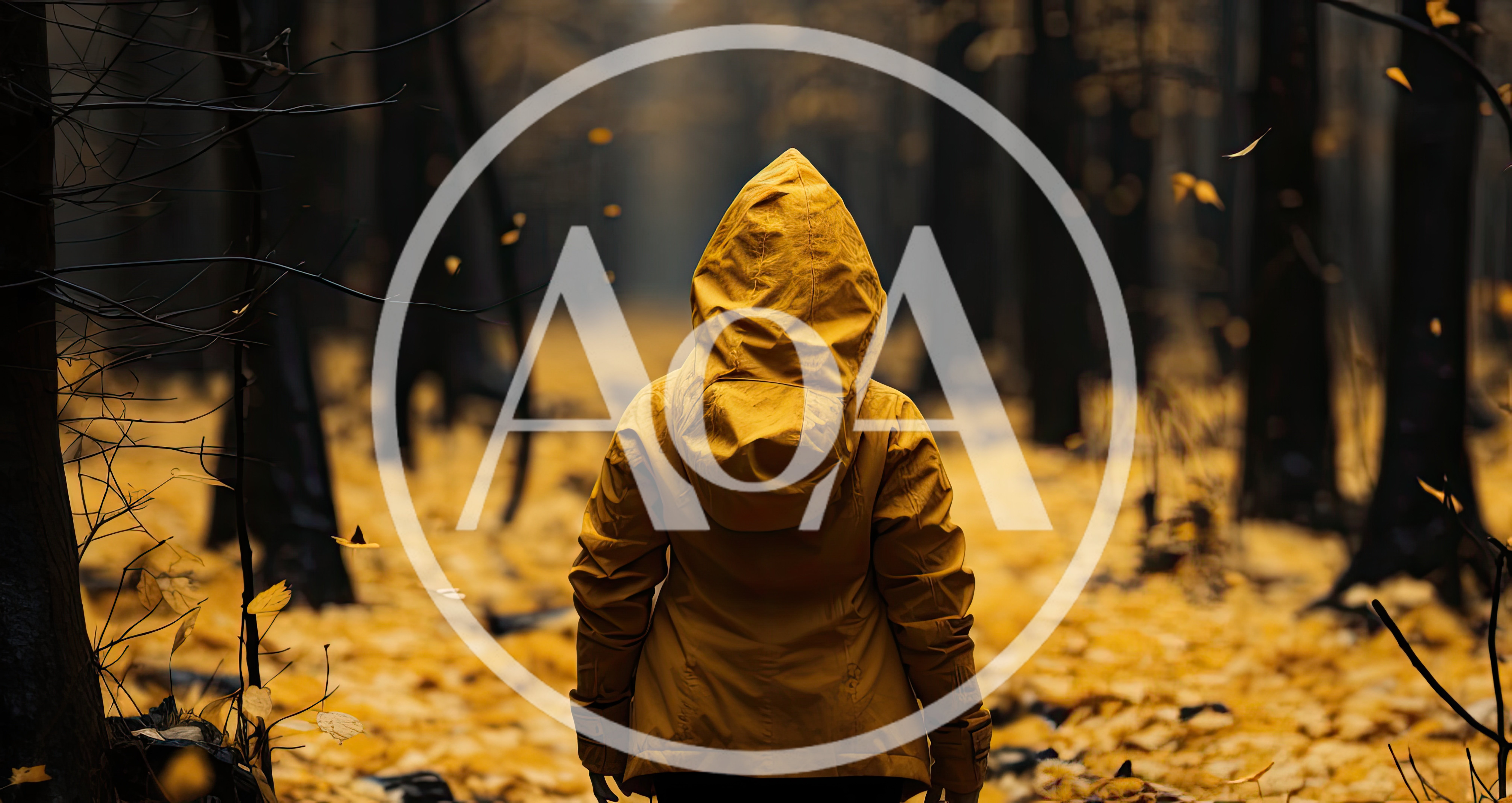 Person In Yellow Raincoat Standing In Autumn Forest
