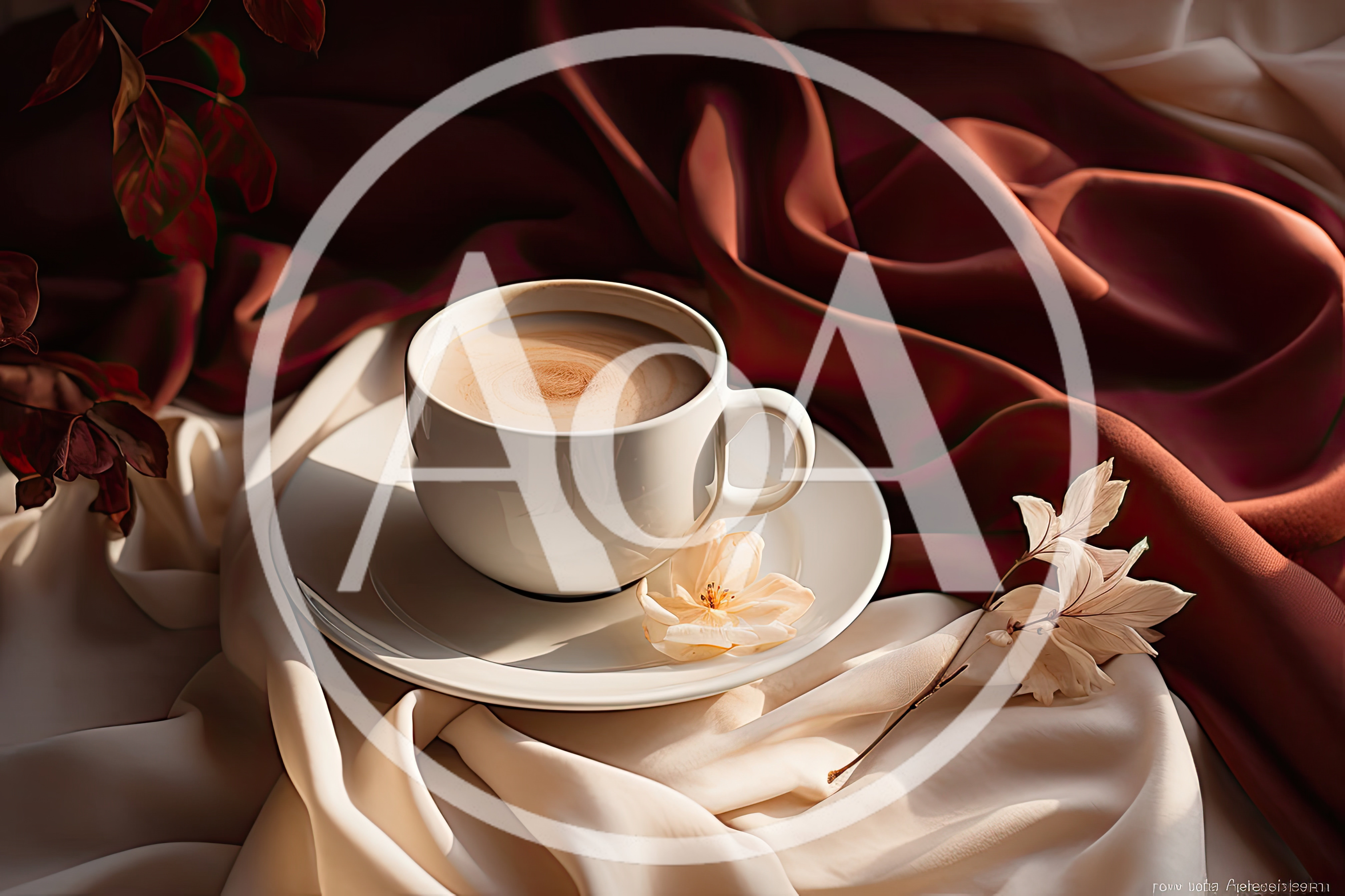 Cup Of Coffee On Silk Fabric