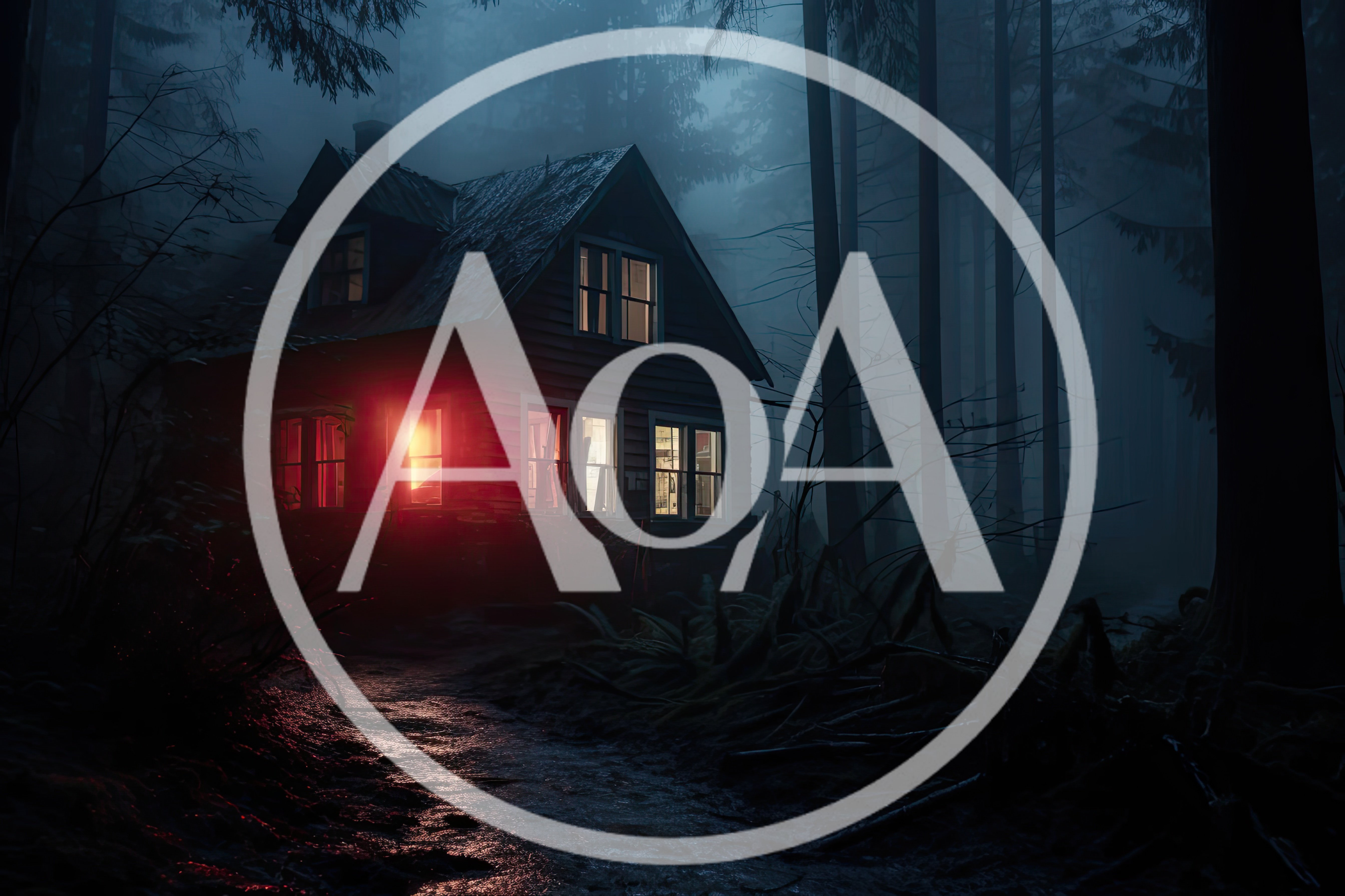 Dark Haunted Cabin in a Misty Forest
