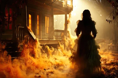 Silhouette Of A Woman In A Victorian Dress