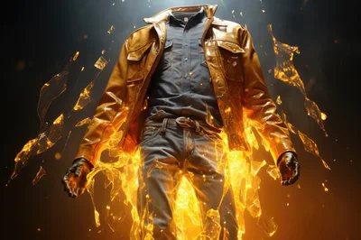 Invisible Man Wearing Leather Jacket And Jeans